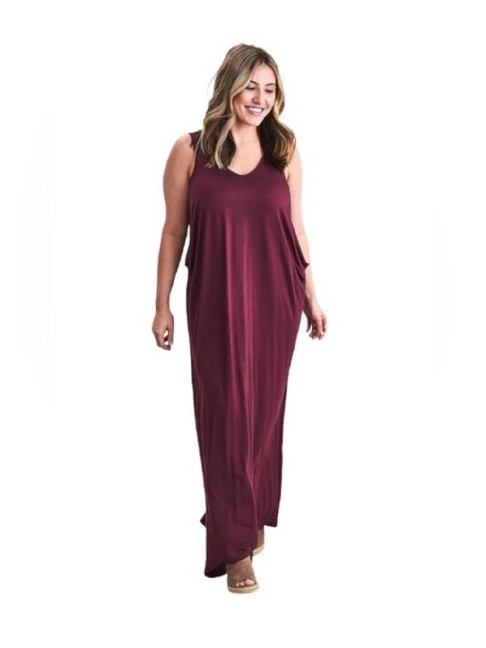 NWT Latched Mama Cocoon Nursing Maxi Dress Purple Size Small Maternity Modest